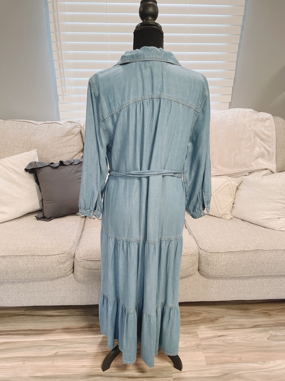 Nurture By Westbound Blue Denim Midi Dress Size Large - Picture 4 of 9